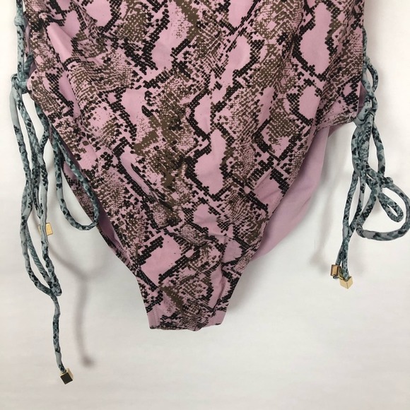 NWT Rachel by Rachel Roy Pink Python Printed Side Laced One-Piece Swimsuit XL - Picture 9 of 12